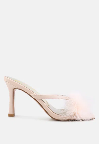 London Rag Honeybear Feather Detail Slip-on Sandals In Beige