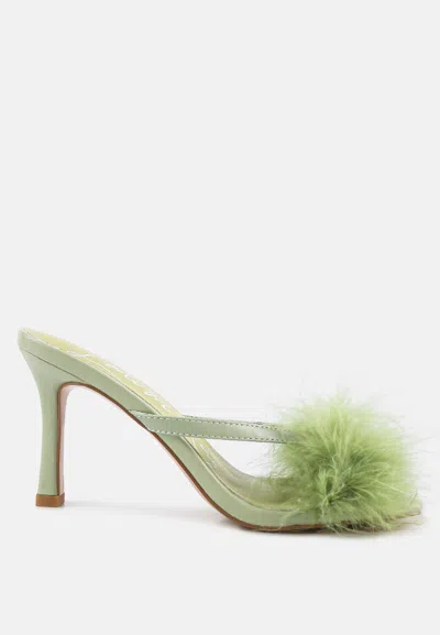 London Rag Honeybear Feather Detail Slip-on Sandals In Green
