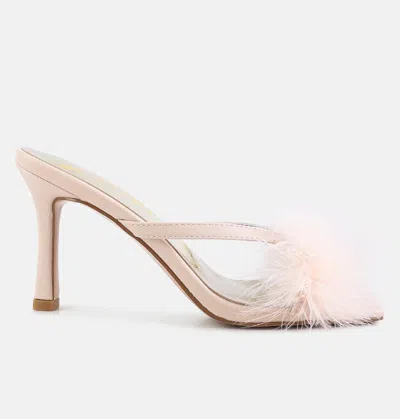 London Rag Honeybear Feather Detail Slip-on Sandals In Pink
