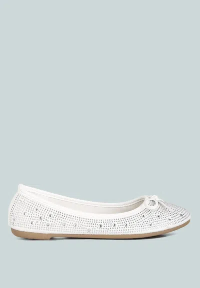 London Rag Hosana Rhinestones And Stud Embellished Ballet Flats In White