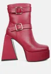 London Rag Hot Cocoa High Platform Ankle Boots In Red