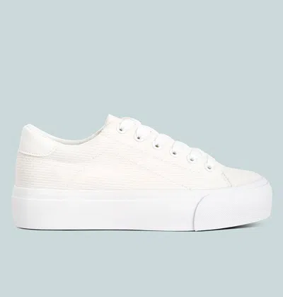 London Rag Hyra Solid Flatform Canvas Sneakers In White