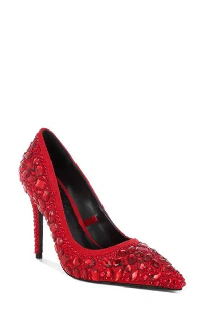 London Rag Iceout Crystal Embellished Pump In Red