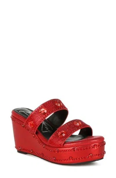 London Rag Iki Diki Wedge Sandal In Red