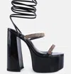 London Rag Indulgence Metal Chain Lace Up Chunky Sandals In Black