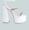 London Rag Indulgence Metal Chain Lace Up Chunky Sandals In White