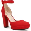 London Rag Inigo Interchangeable Ankle Strap Platform Pump In Red