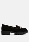 LONDON RAG JACOP MICRO SUEDE METAL CHAIN LINK LOAFERS