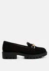 London Rag Jacop Micro Suede Metal Chain Link Loafers In Black