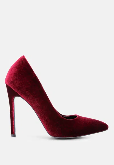 London Rag Janessa Velvet Stiletto Heel Pumps In Red