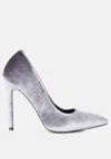 London Rag Janessa Velvet Stiletto Heel Pumps In Silver