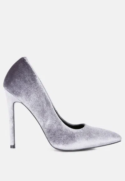London Rag Janessa Velvet Stiletto Heel Pumps In Silver