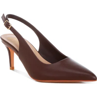 London Rag Jaoba Pointed Toe Slingback Pump In Brown