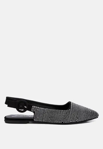 London Rag Jarisa Rhinestones Embellished Slingback Mules In Black