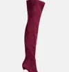 London Rag Jaynetts Stretch Suede Micro High Knee Boots In White