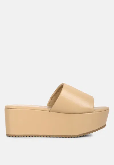 London Rag Karly Chunky Platform Sliders In Beige