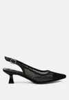 London Rag Kiev Mesh Pin Buckle Pointed Mules In Black