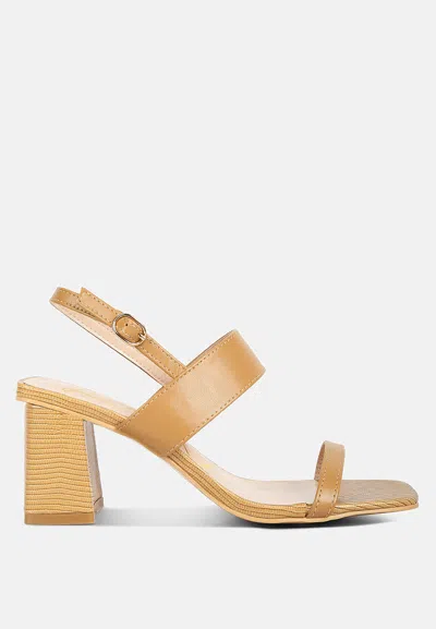 London Rag Kirk Elasticated Gussets Block Heel Sandals In Beige
