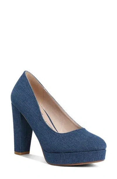 London Rag Kostur Platform Pump In Blue