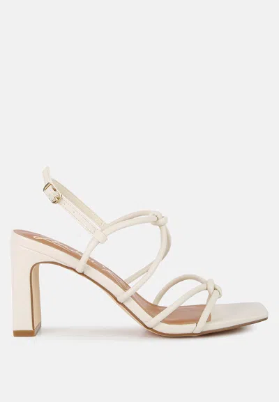 London Rag Kralor Knotted Strap Mid Heel Sandals In White