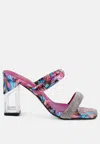 London Rag Krypton Marble Print Clear Block Heel Sandals In Multi