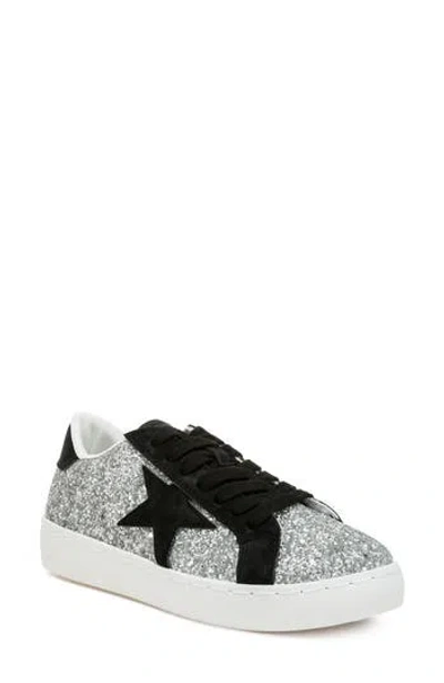 London Rag Kyniska Glitter Sneaker In Silver/black