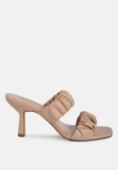 London Rag Lady Lynn Gather Around Slip-on Heeled Sandals In Nude