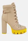 London Rag Larch Cushion Collared Biker Boots In Yellow