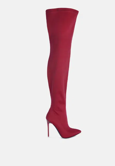 London Rag Lolling Long High Heel Boots In Red