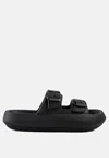 London Rag Loma Hovercraft Buckled Slides In Black