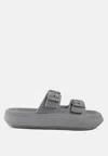 London Rag Loma Hovercraft Buckled Slides In Grey