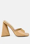 London Rag Lovebug Triangular Block Heel Sandals In Beige