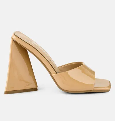 London Rag Lovebug Triangular Block Heel Sandals In Beige