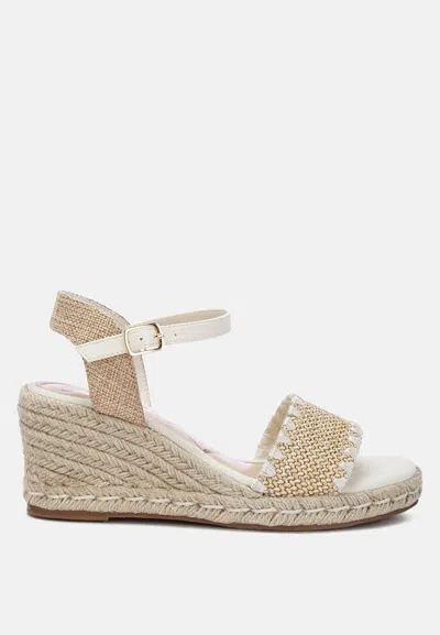 London Rag Lucas Raffia Wedge Heel Espadrilles In White