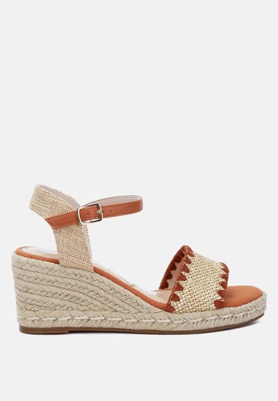 London Rag Lucas Raffia Wedge Heel Espadrilles In Orange