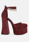 London Rag Lucky Me Block Platform Sandal With Metal Chain In Red