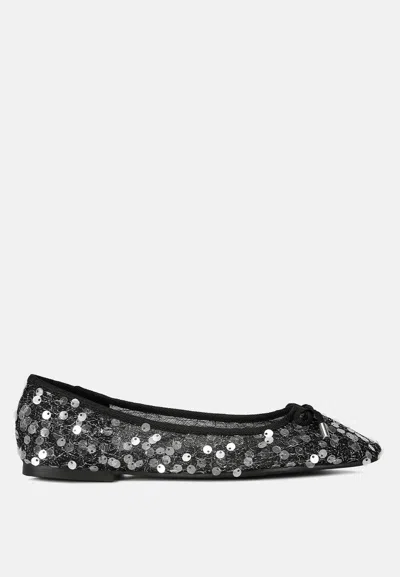 London Rag Lysander Sequin Embellished Sheer Ballet Flats In Black