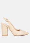 London Rag Macha Croctexture Sling Back Heels In Beige