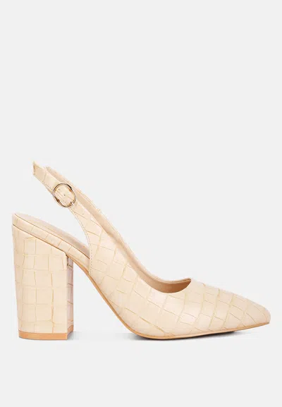 London Rag Macha Croctexture Sling Back Heels In Beige