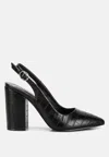 London Rag Macha Croctexture Sling Back Heels In Black