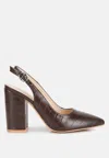 London Rag Macha Croctexture Sling Back Heels In Brown