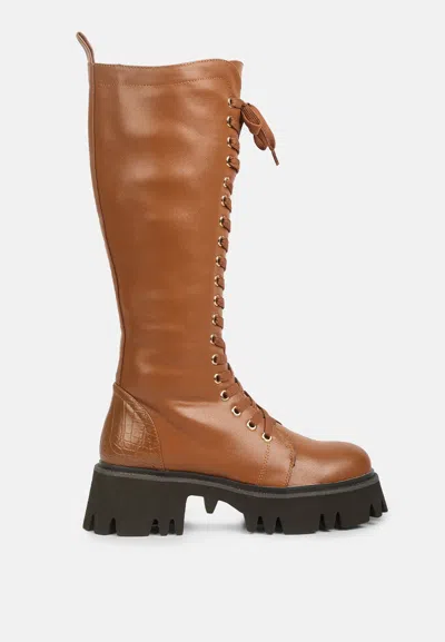 London Rag Mad Mood Chunky Lace-up Ankle Boot In Brown