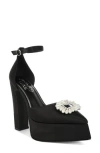 London Rag Maeissa Pearly Brooch Ankle Strap Platform Pump In Black
