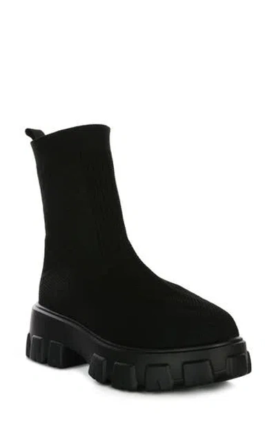 London Rag Mallow Knit Lug Sole Boot In Black