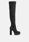 London Rag Maple Faux Suede Long Boots In Grey