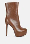 London Rag Marsha High Platform Stiletto Ankle Boots In Brown