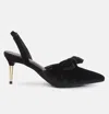 London Rag Mayfair Velvet High Heeled Mule Sandals In Black