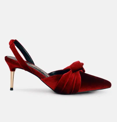 London Rag Mayfair Velvet High Heel Mule Sandals In Red