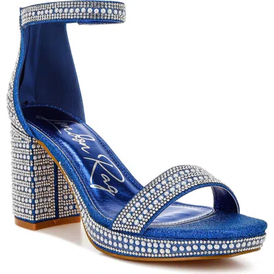 London Rag Mejuri Faux Pearl Embellished Platform Sandal In Blue