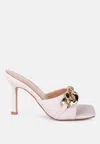London Rag Mermaid Quilted Metal Chain Heeled Sandals